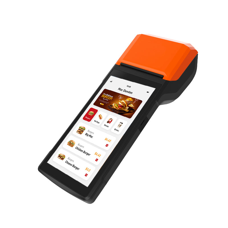 Configuração típica do Perfil B: terminal POS Android portátil usado num ponto de venda móvel